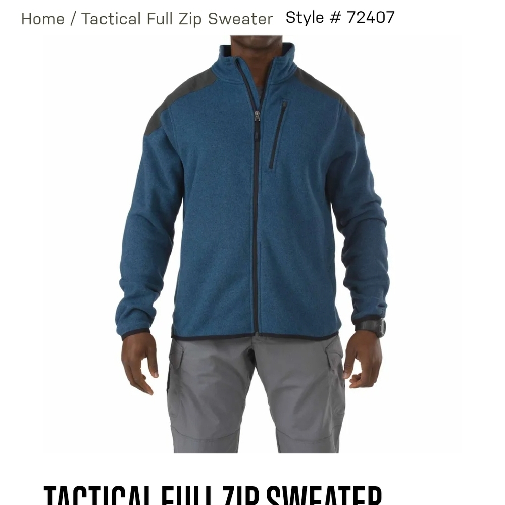 5.11 Tactical Full-Zip Blue Sweater with Fitted Design